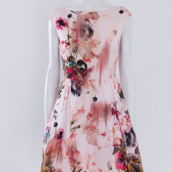 Size UK 10 EU 38 Ted Baker (2) 'Rupin' Pink Opulent Bloom Floral Party Dress - Picture 8 of 14